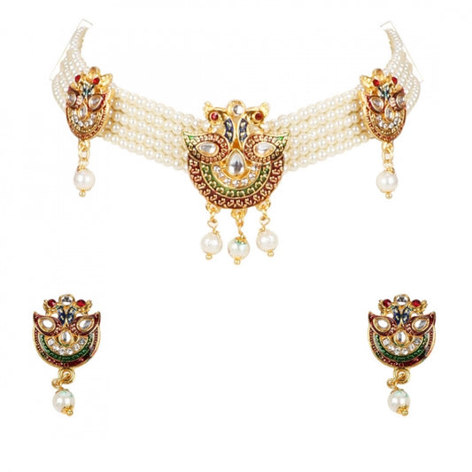 Fashion Gold Plated Choker Gold Plated Jadau Necklace Set For Women