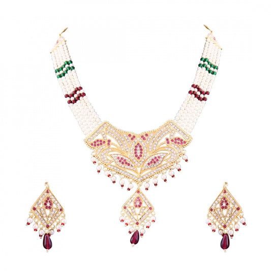 Fashion Gold Plated Choker Gold Plated Jadau Necklace Set For Women