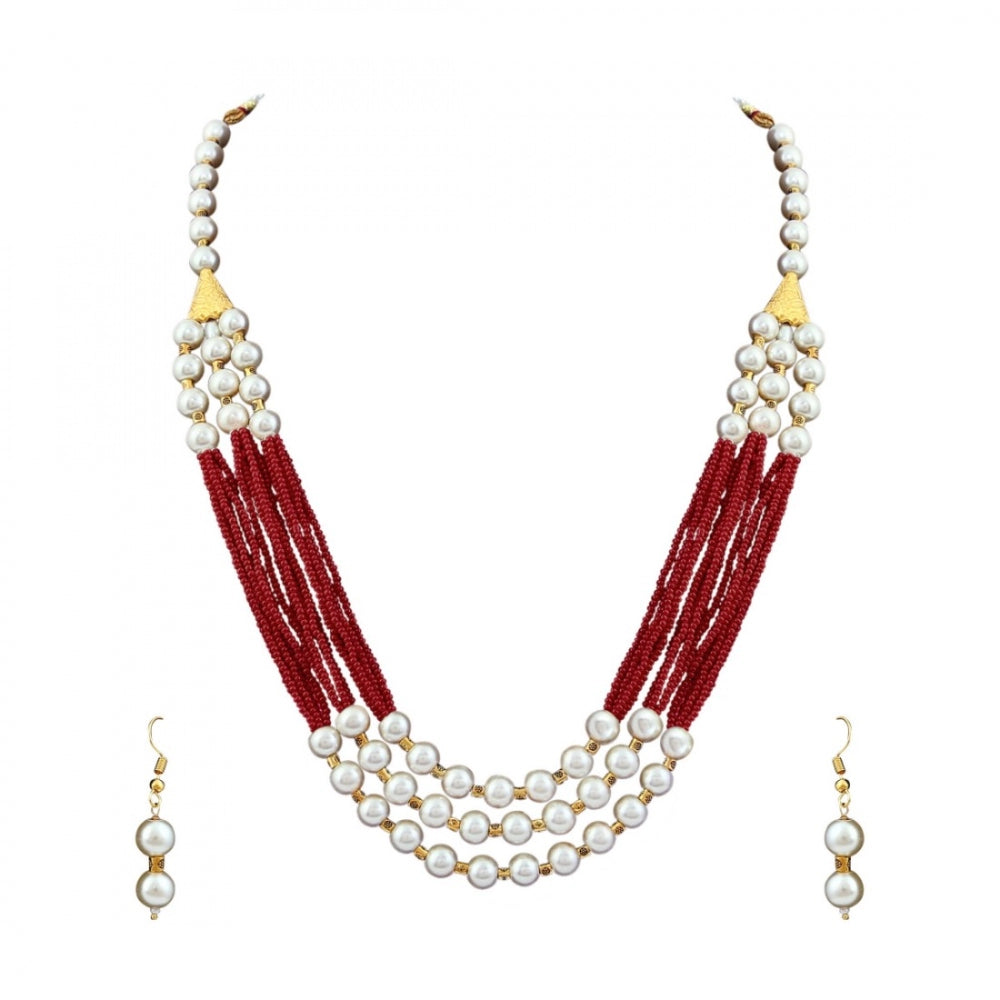 Fashion Stylish Multi Layer Pearl Necklace Set For Women