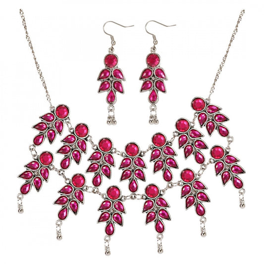 Fashion Jewellery Antique Silver Stone Work Handcrafted Oxidised Jewellery Set For Women