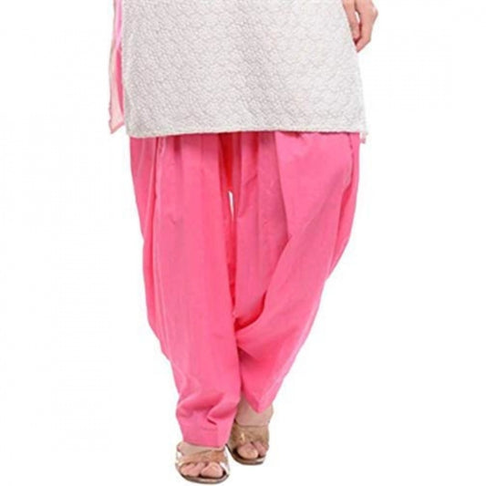 Amfyn Women's Cotton Solid Patiyala (Color:Baby Pink)