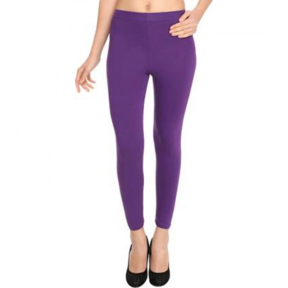 Amfyn Women's Cotton Leggings (Color:Purple)