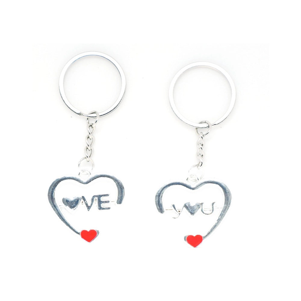 Amfyn Love Heartin Couple Metal Magnet Keychain (Color: Assorted)