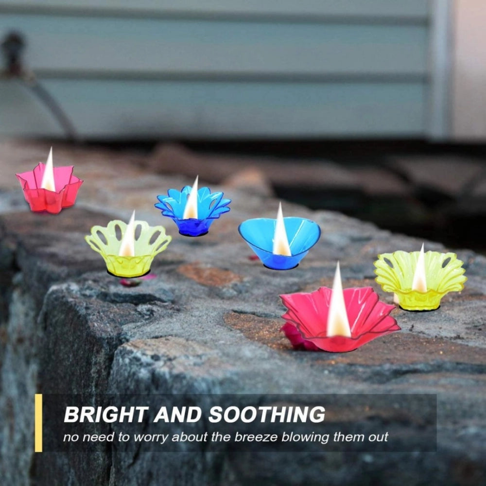Amfyn Pack Of 3_(12 Pieces Set)_Multi Shape Plastic Candle Cup (Color: Assorted)