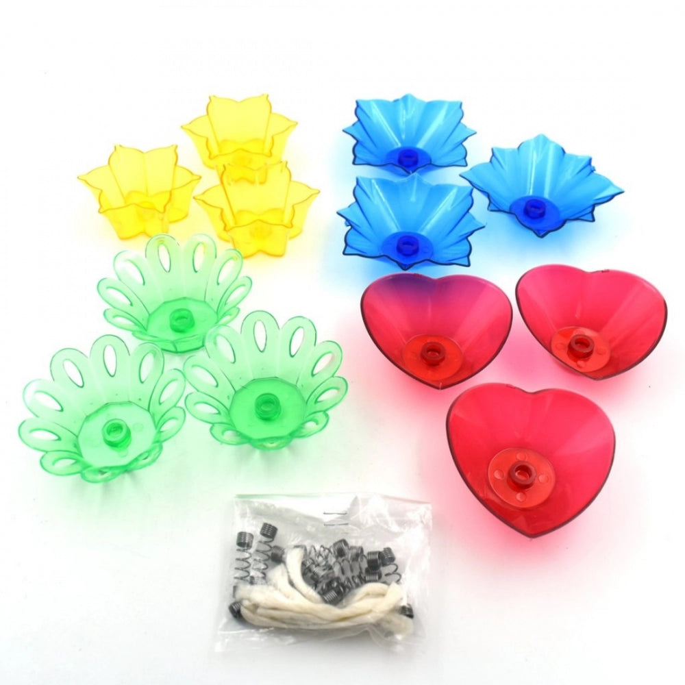Amfyn Pack Of 3_(12 Pieces Set)_Multi Shape Plastic Candle Cup (Color: Assorted)