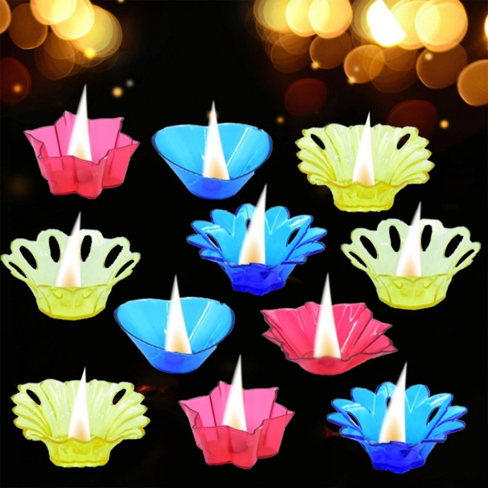 Amfyn Pack Of 3_(12 Pieces Set)_Multi Shape Plastic Candle Cup (Color: Assorted)