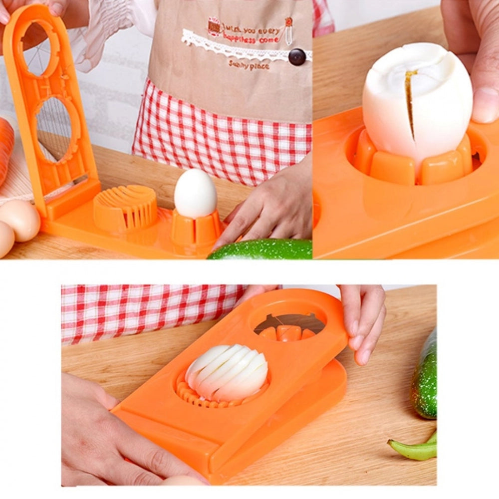 Amfyn Pack Of_2_2 In 1 Boiled Egg and Mushroom Slicer Cutter Chopper Plastic With Stainless Steel Wired (Color:Assorted)
