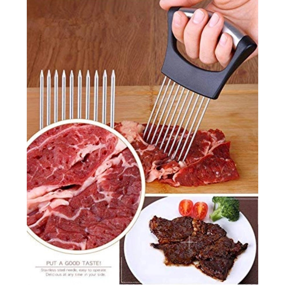 Amfyn Stainless Steel Onion Cutter Onion Holder (Color:Assorted)