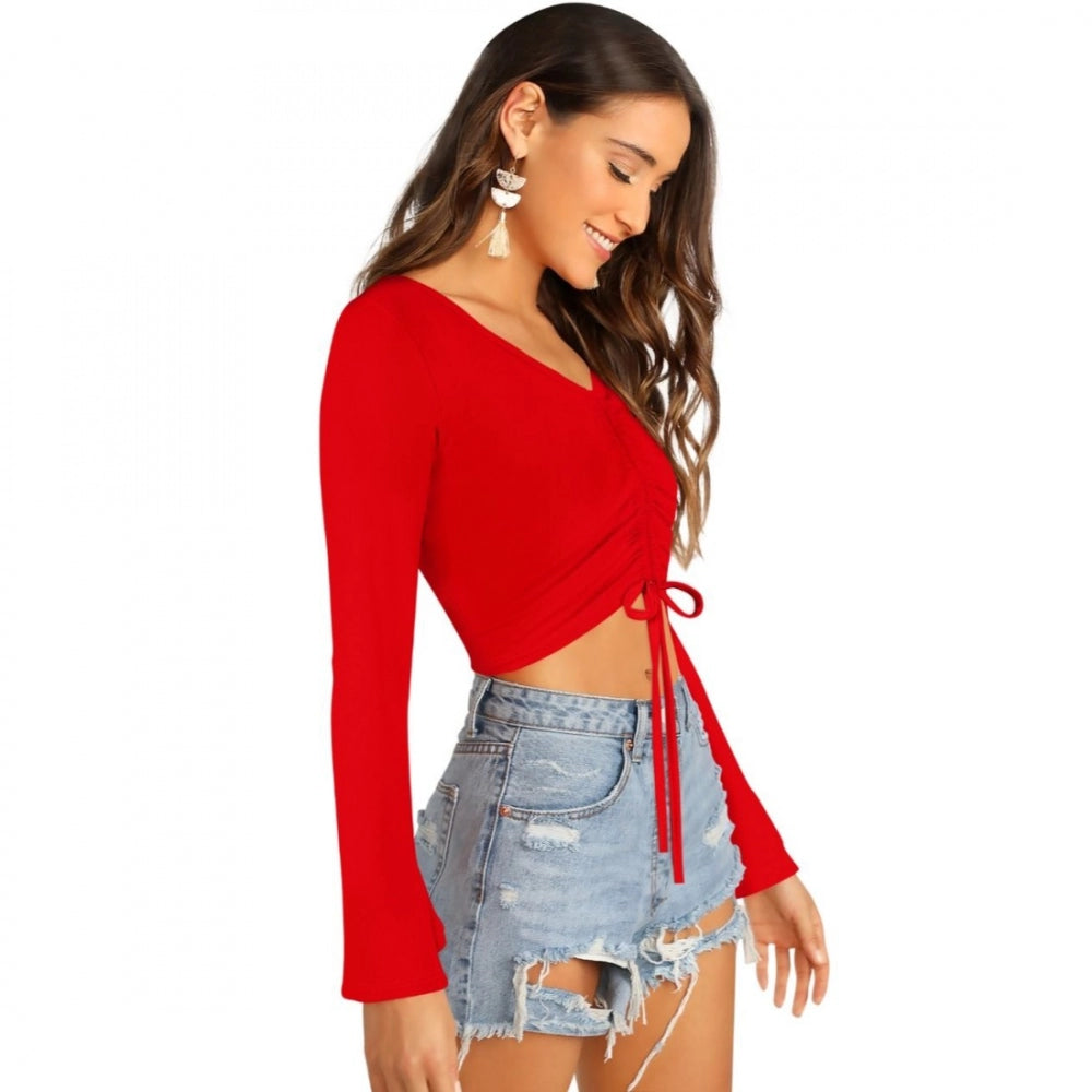 Fashion Women's 95% Polyester 5% Spendex Western Wear Tops (Red)