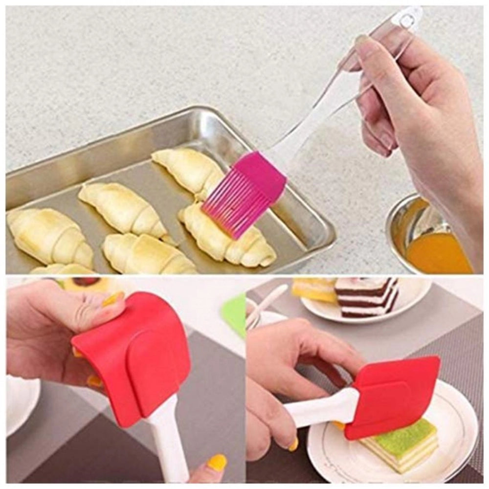 Amfyn Pack Of_5 Silicone Spatula And Pastry Brush (Color: Assorted)
