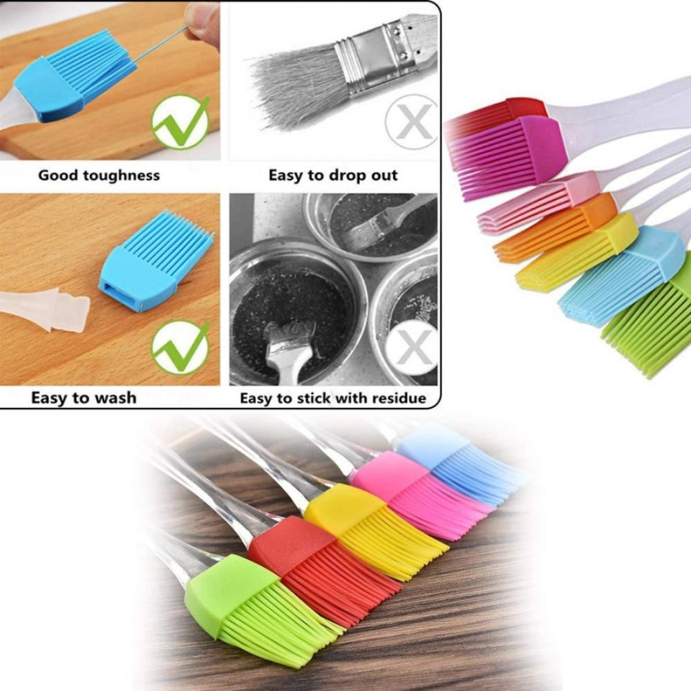Amfyn Pack Of_5 Silicone Spatula And Pastry Brush (Color: Assorted)