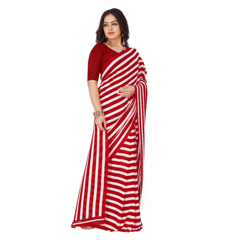 Amfyn Women's Faux Georgette Saree With Blouse (Red, 5-6Mtrs)