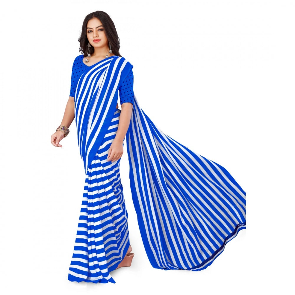 Amfyn Women's Faux Georgette Saree With Blouse (Blue, 5-6Mtrs)