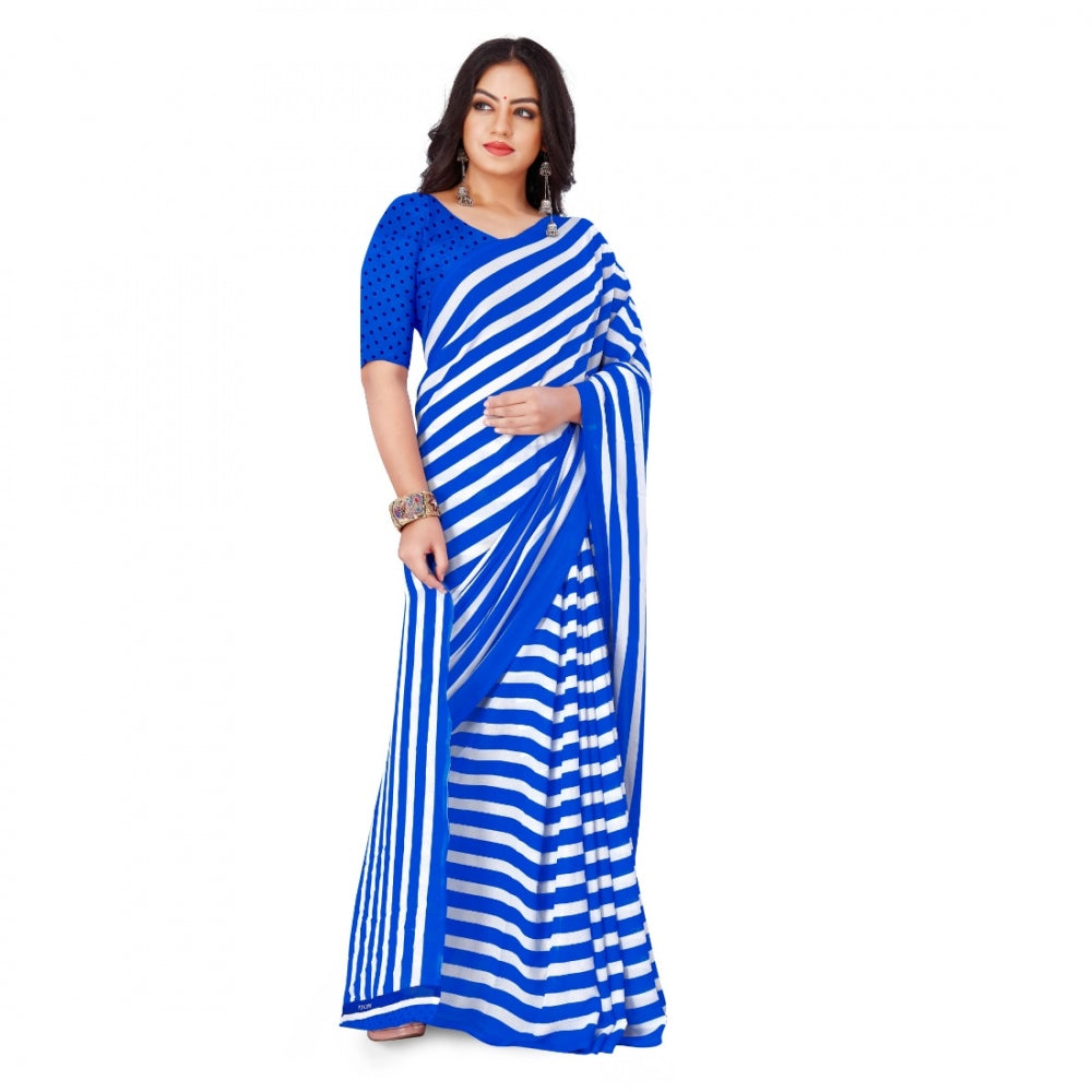 Amfyn Women's Faux Georgette Saree With Blouse (Blue, 5-6Mtrs)