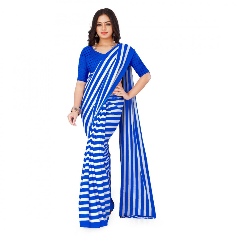 Amfyn Women's Faux Georgette Saree With Blouse (Blue, 5-6Mtrs)