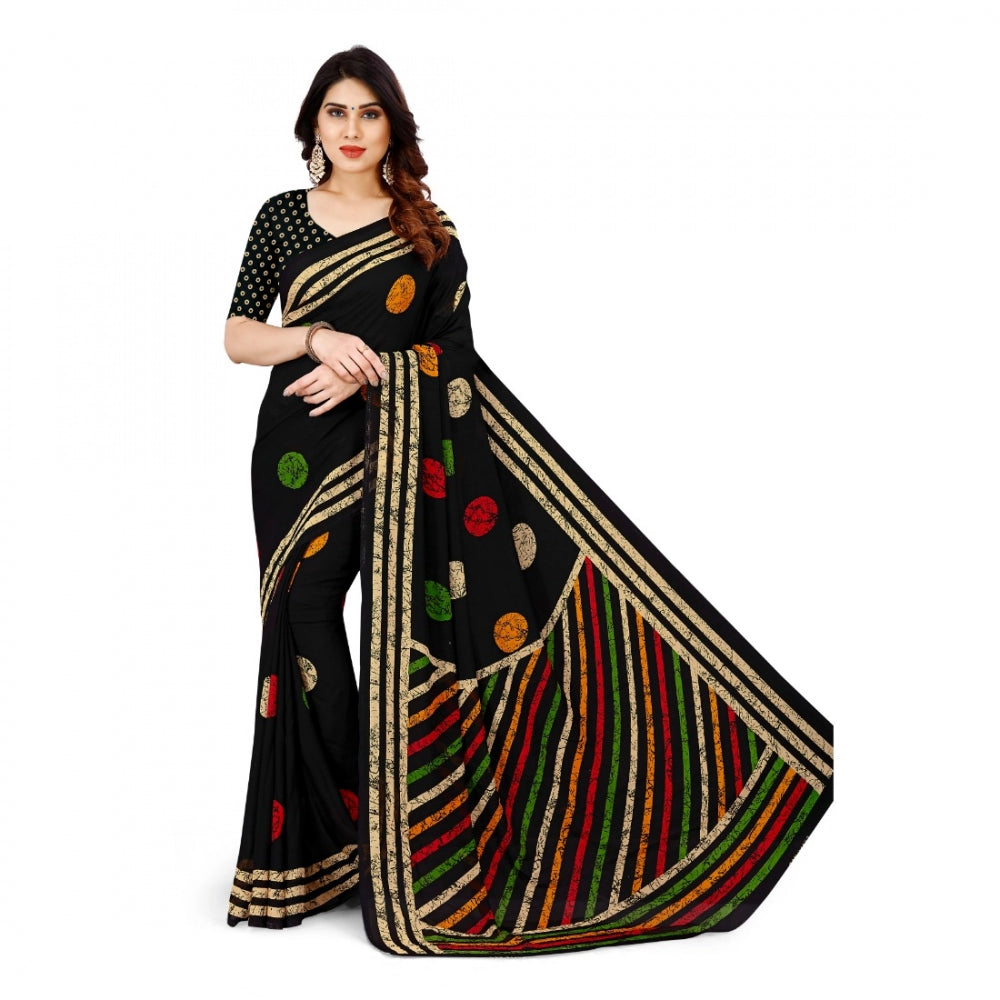 Amfyn Women's Faux Georgette Saree With Blouse (Multicolor, 5-6Mtrs)