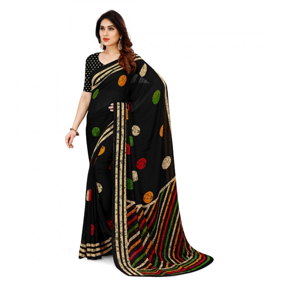Amfyn Women's Faux Georgette Saree With Blouse (Multicolor, 5-6Mtrs)