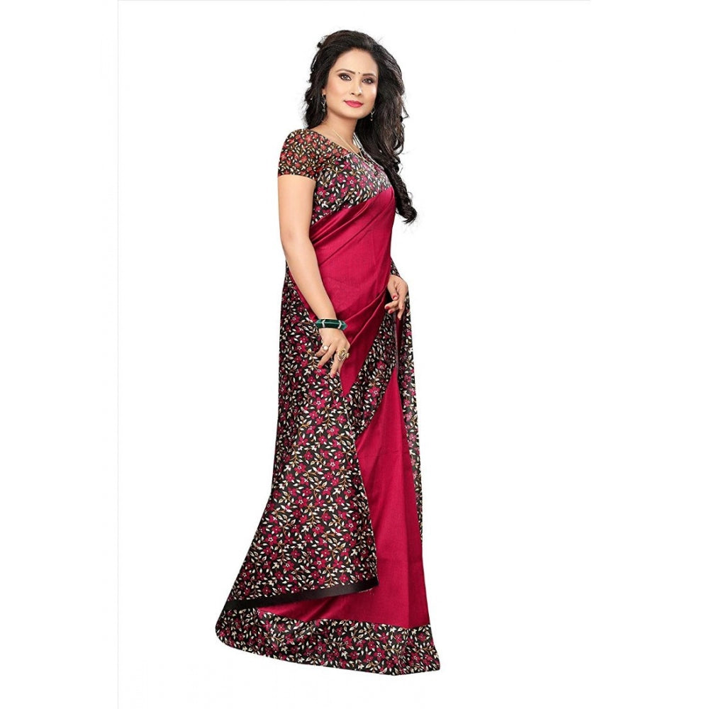 Amfyn Women's Art Silk Saree With Blouse (Red, 5-6mtrs)