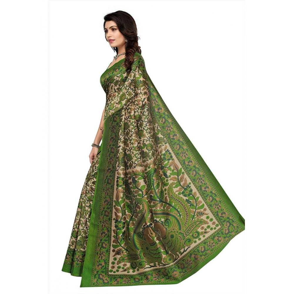 Amfyn Women's Art Silk Saree With Blouse (Green, 5-6mtrs)