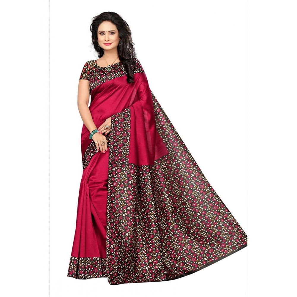 Amfyn Women's Art Silk Saree With Blouse (Red, 5-6mtrs)
