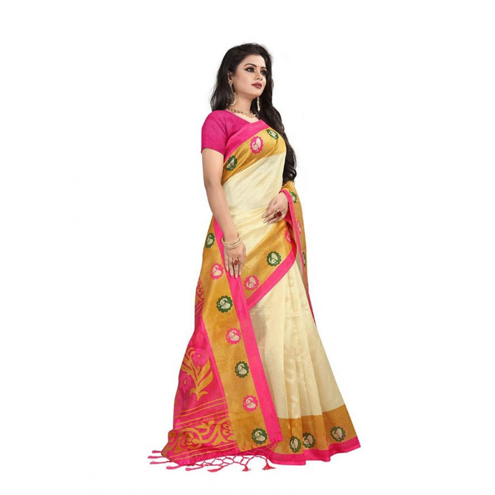 Amfyn Women's Art Silk Saree With Blouse (Multicolor, 5-6mtrs)