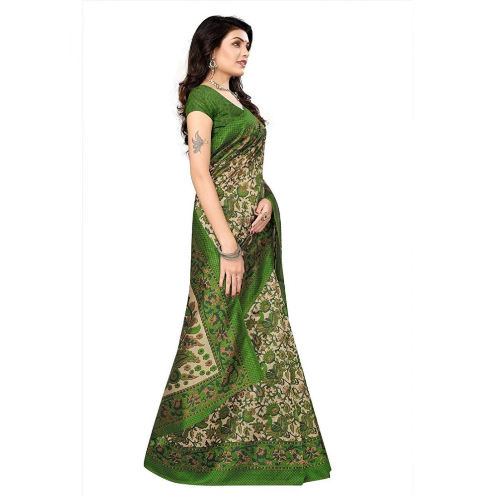 Amfyn Women's Art Silk Saree With Blouse (Green, 5-6mtrs)