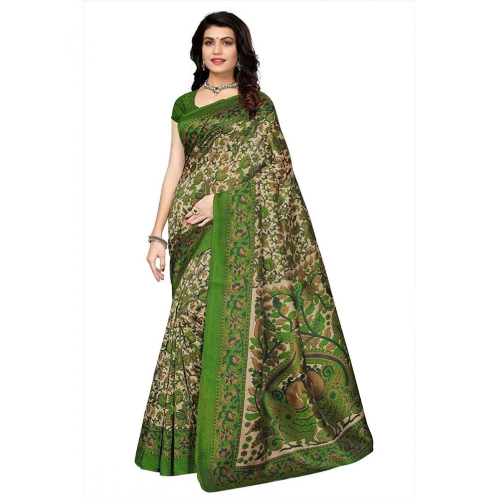 Amfyn Women's Art Silk Saree With Blouse (Green, 5-6mtrs)