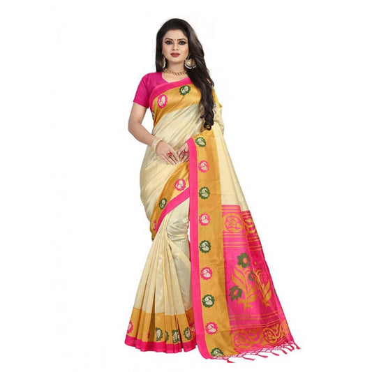 Amfyn Women's Art Silk Saree With Blouse (Multicolor, 5-6mtrs)