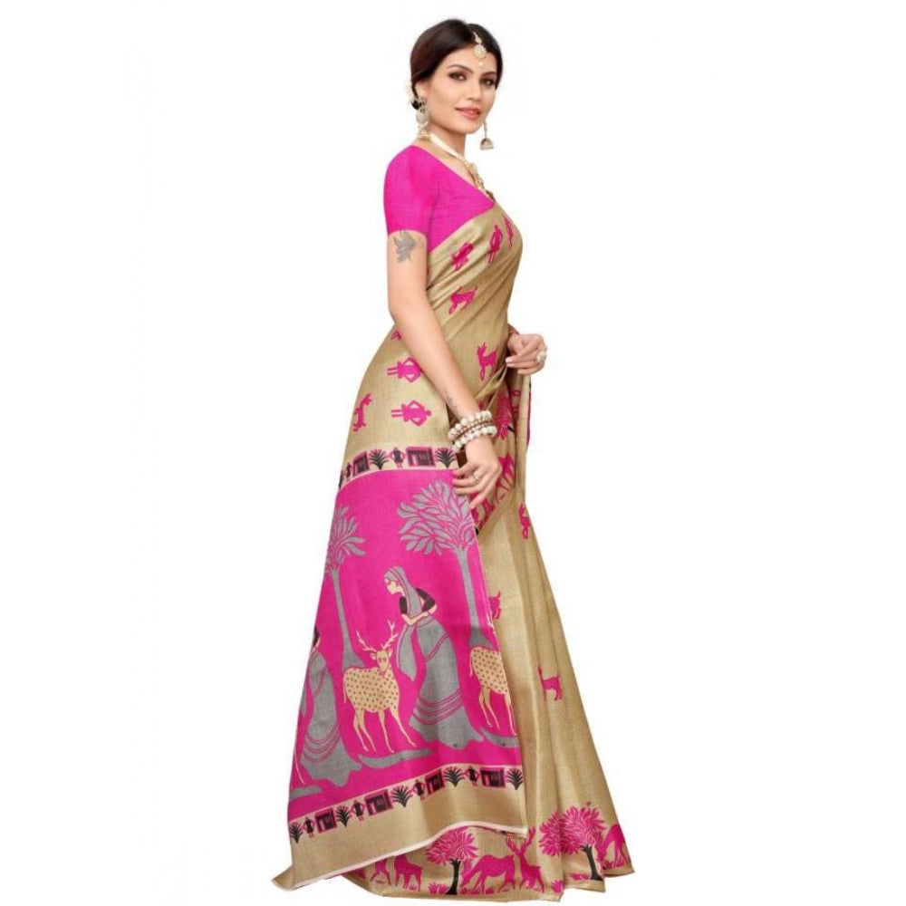 Amfyn Women's Khadi Silk Saree With Blouse (Multicolor, 5-6mtrs)