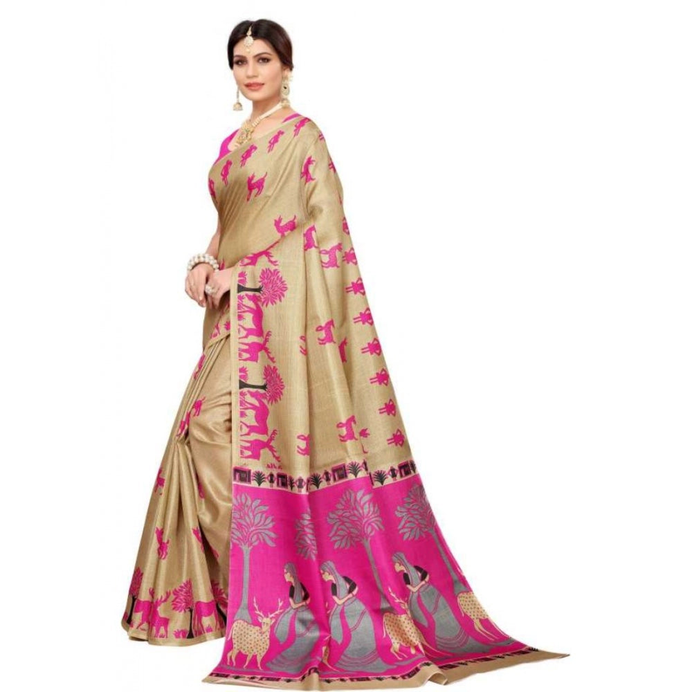 Amfyn Women's Khadi Silk Saree With Blouse (Multicolor, 5-6mtrs)