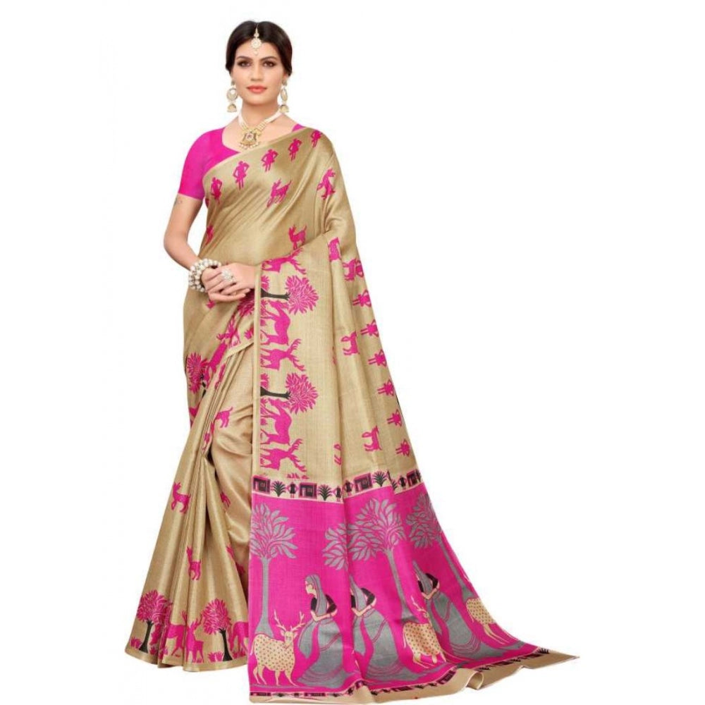 Amfyn Women's Khadi Silk Saree With Blouse (Multicolor, 5-6mtrs)