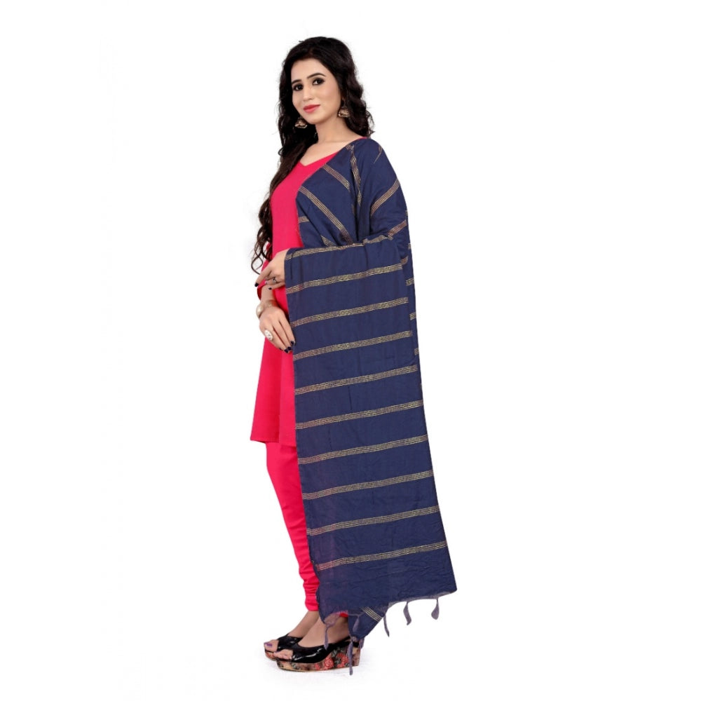 Amfyn Women's Cotton Jari Woven Work Dupatta (Blue, Length:2-2.4 mtr)