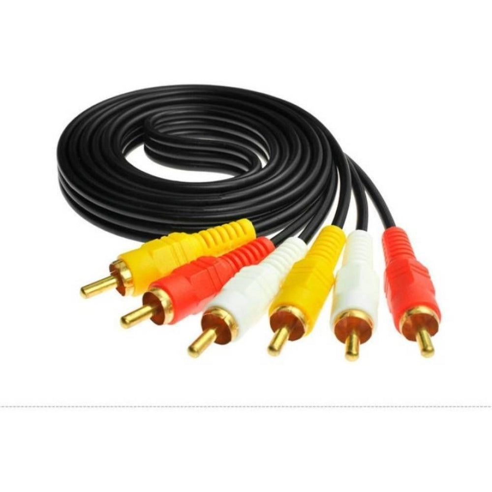 Fashion 3RCA Male to 3RCA Male Audio Video Cable 1.5 Yards Compatible for TV, LCD, LED, DTH, DVD, VCR (Black)