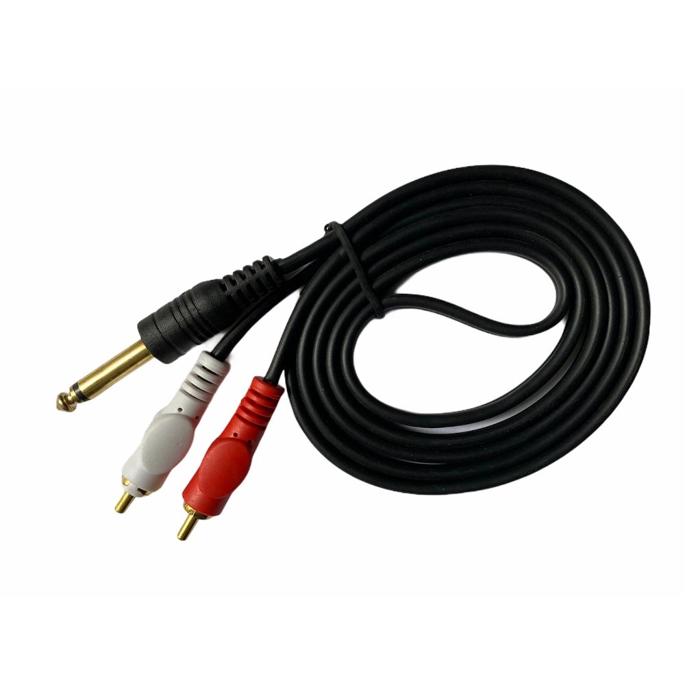 Fashion 6.35mm Jack to 2RCA Audio Cable Male to Male 1.5 Yards Connects Home Theatre, DVD, Speaker, Headphone, Mixer, Amplifier, Guitar, Karaoke System (Black)