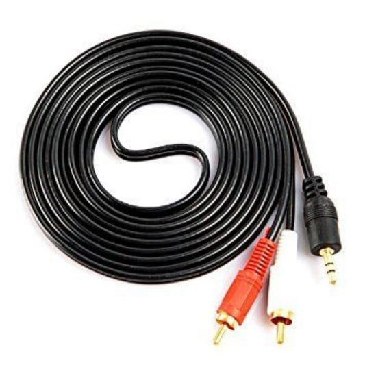 Fashion 3.5mm Stereo Audio Male to 2RCA Male EP to 2RCA 1.5 Yards Connects Mobile and Home Theatre (Black)