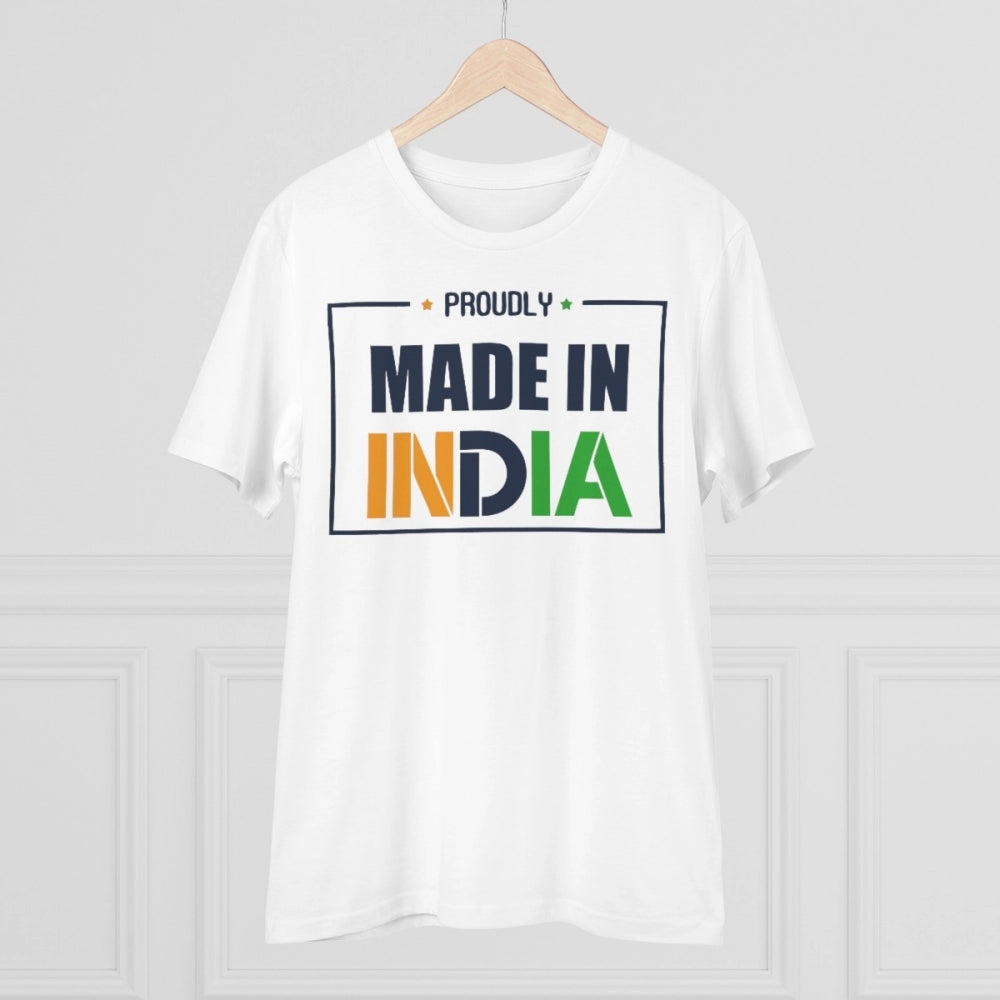 Amfyn Men's PC Cotton Made In India Printed T Shirt (Color: White, Thread Count: 180GSM)