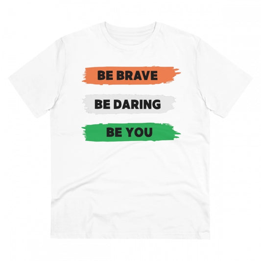 Amfyn Men's PC Cotton Be Brave Be You Printed T Shirt (Color: White, Thread Count: 180GSM)