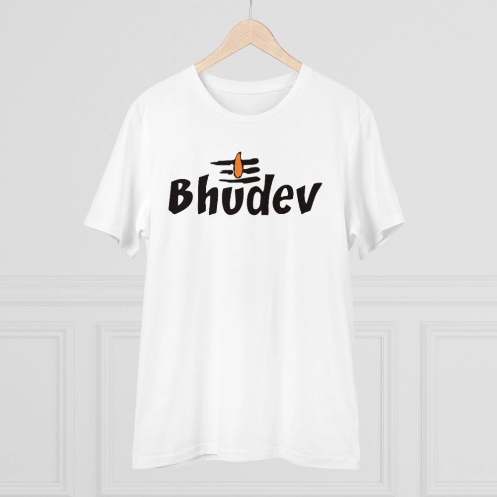Amfyn Men's PC Cotton Bhudev Printed T Shirt (Color: White, Thread Count: 180GSM)