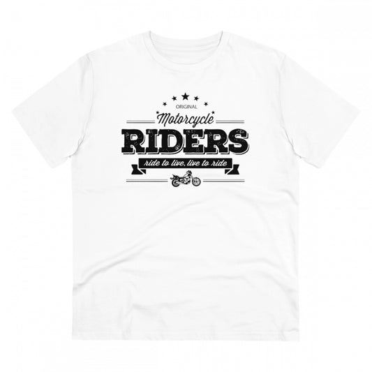 Amfyn Men's PC Cotton Bike Ride Design Printed T Shirt (Color: White, Thread Count: 180GSM)