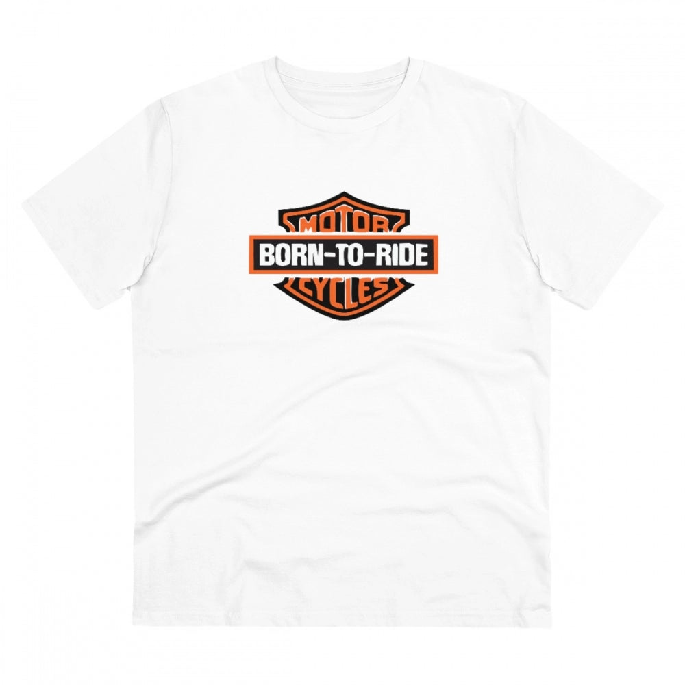 Amfyn Men's PC Cotton Bike Ride Design Printed T Shirt (Color: White, Thread Count: 180GSM)