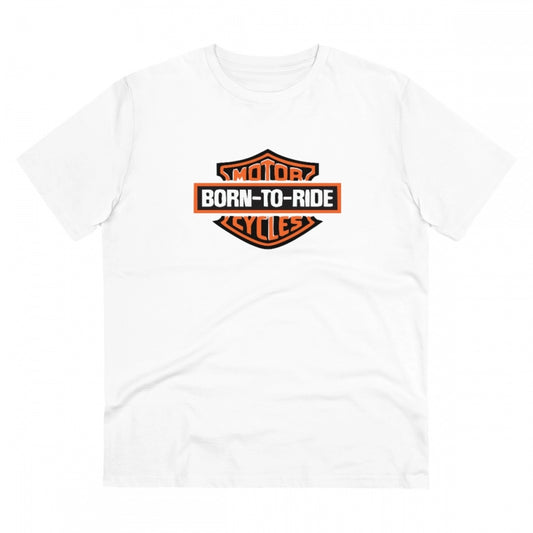 Amfyn Men's PC Cotton Bike Ride Design Printed T Shirt (Color: White, Thread Count: 180GSM)