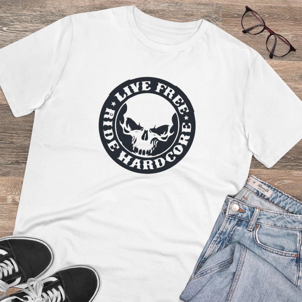 Amfyn Men's PC Cotton Bike Ride Design Printed T Shirt (Color: White, Thread Count: 180GSM)