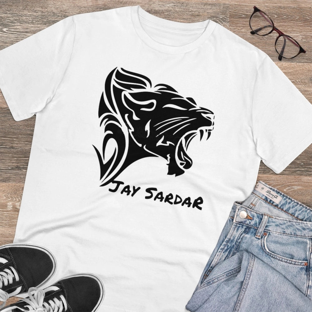 Amfyn Men's PC Cotton Jay Sardar Printed T Shirt (Color: White, Thread Count: 180GSM)