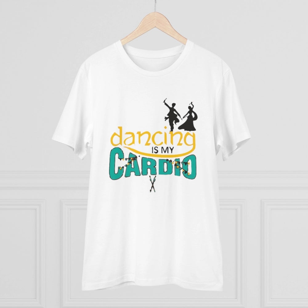 Amfyn Men's PC Cotton Dancing Is My Cardio Printed T Shirt (Color: White, Thread Count: 180GSM)