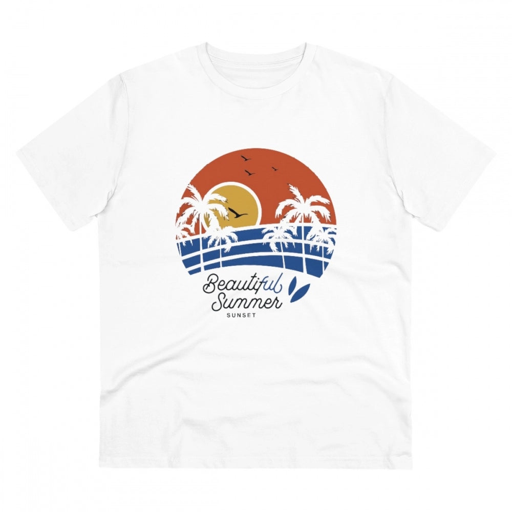 Amfyn Men's PC Cotton Beautiful Summer Printed T Shirt (Color: White, Thread Count: 180GSM)