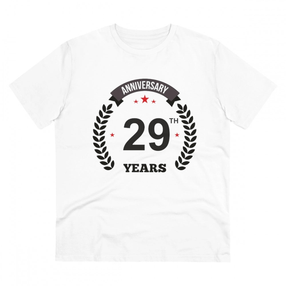 Amfyn Men's PC Cotton 29th Anniversary Printed T Shirt (Color: White, Thread Count: 180GSM)