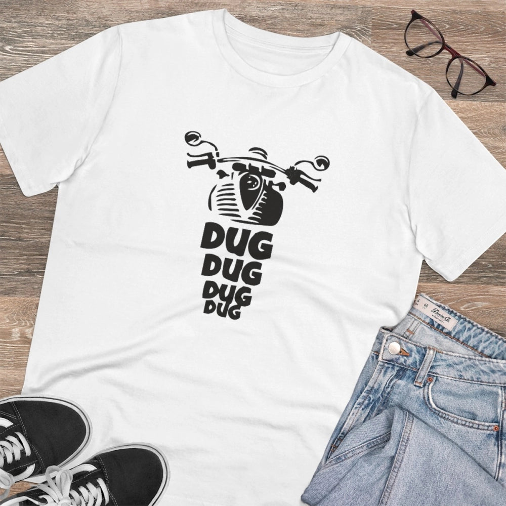 Amfyn Men's PC Cotton Bike Ride Design Printed T Shirt (Color: White, Thread Count: 180GSM)