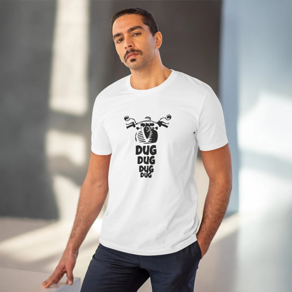 Amfyn Men's PC Cotton Bike Ride Design Printed T Shirt (Color: White, Thread Count: 180GSM)