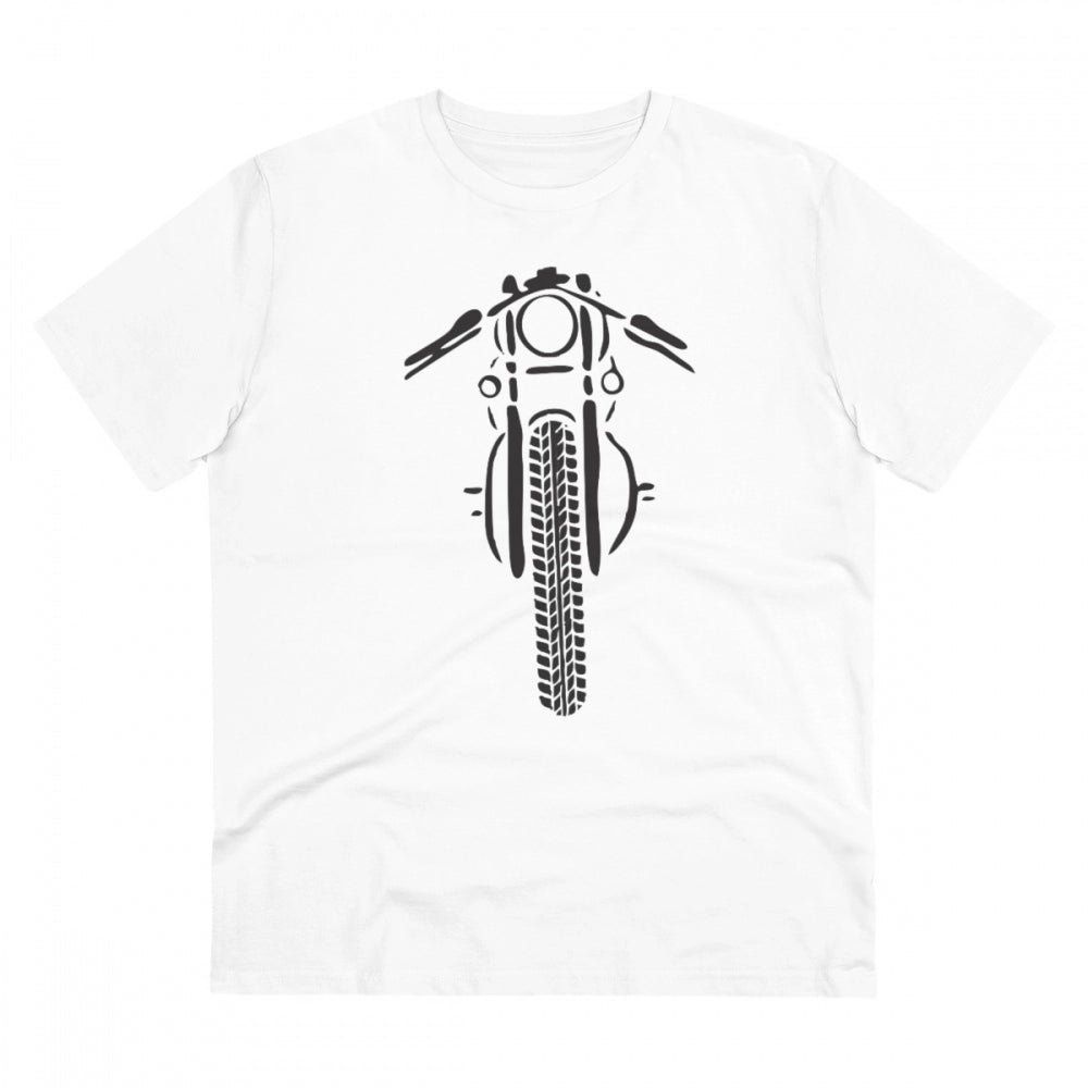 Amfyn Men's PC Cotton Bike Ride Design Printed T Shirt (Color: White, Thread Count: 180GSM)