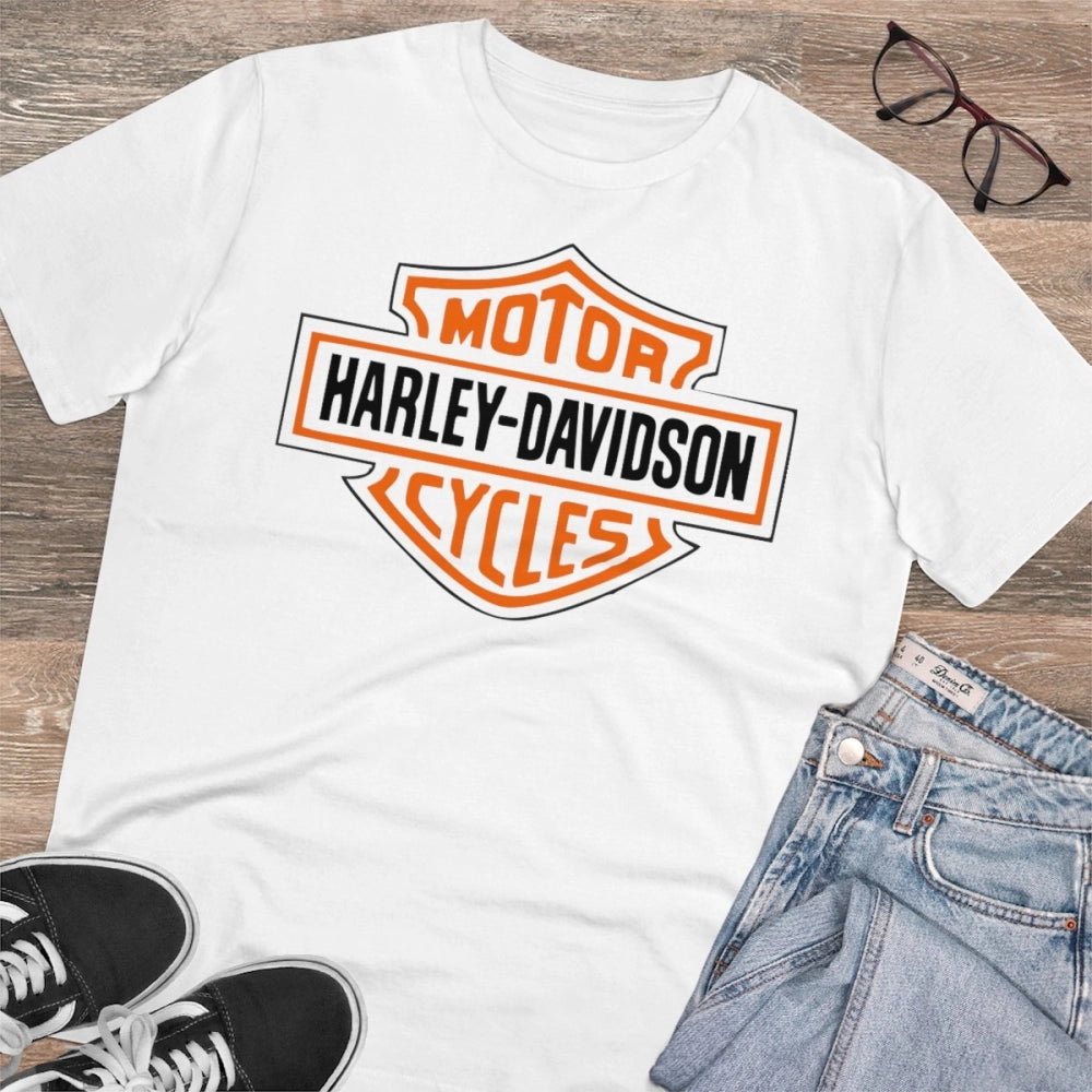 Amfyn Men's PC Cotton Bike Ride Design Printed T Shirt (Color: White, Thread Count: 180GSM)